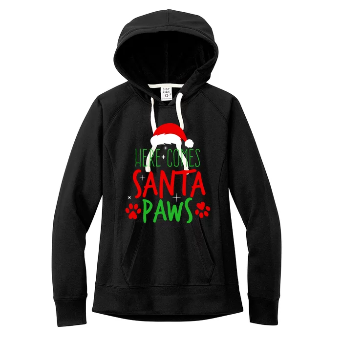 Here Comes Santa Paws Cute Christmas Women's Fleece Hoodie