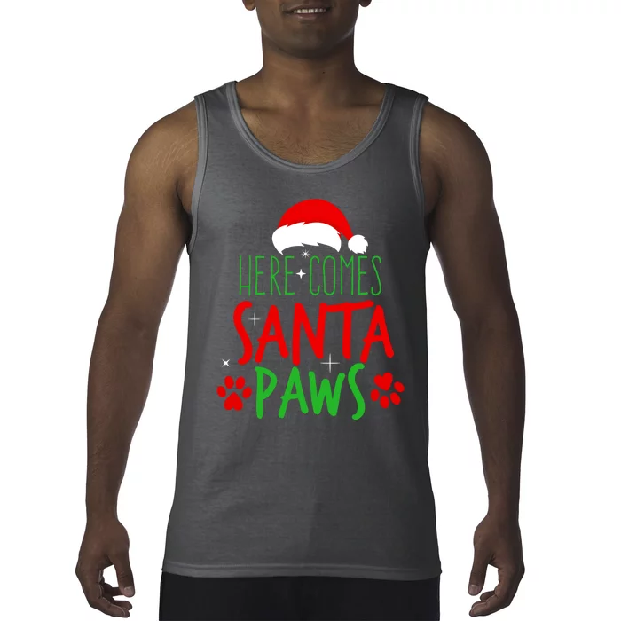 Here Comes Santa Paws Cute Christmas Tank Top