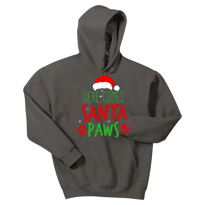 Here Comes Santa Paws Cute Christmas Kids Hoodie