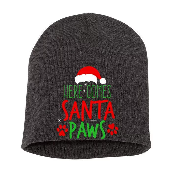 Here Comes Santa Paws Cute Christmas Short Acrylic Beanie