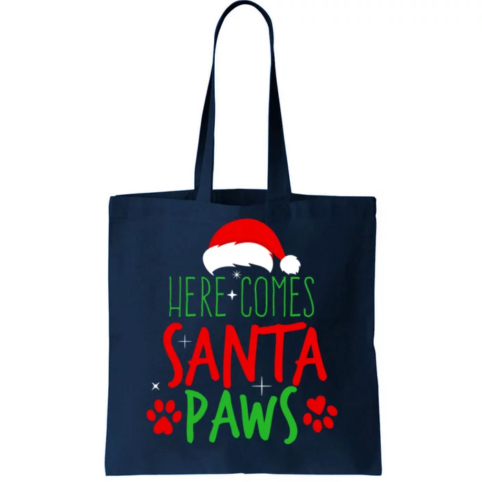 Here Comes Santa Paws Cute Christmas Tote Bag