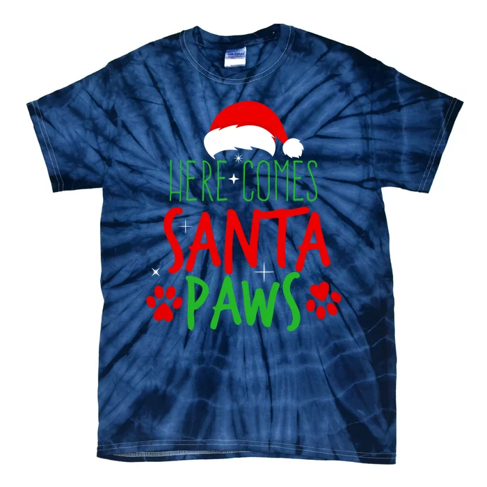 Here Comes Santa Paws Cute Christmas Tie-Dye T-Shirt