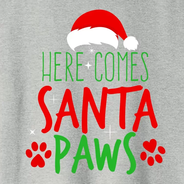 Here Comes Santa Paws Cute Christmas Women's Crop Top Tee