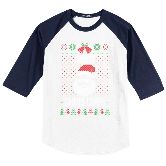 Hairy Christmas Santa Claus Funny Xmas Ugly Sweater Cool Gift Baseball Sleeve Shirt