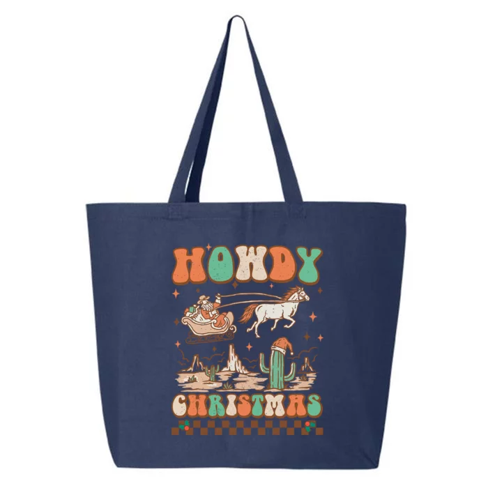 Howdy Christmas Santa Riding Horse Xmas Western Retro Groovy Cute Gift 25L Jumbo Tote