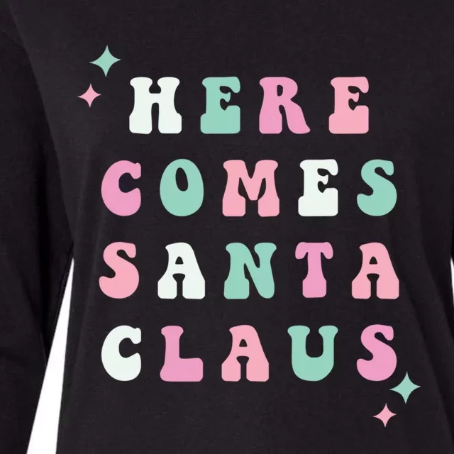 Here Comes Santa Claus Retro Merry Christmas Xmas Funny Gift Womens Cotton Relaxed Long Sleeve T-Shirt