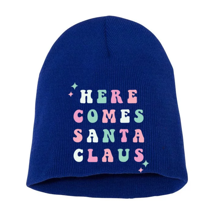 Here Comes Santa Claus Retro Merry Christmas Xmas Funny Gift Short Acrylic Beanie