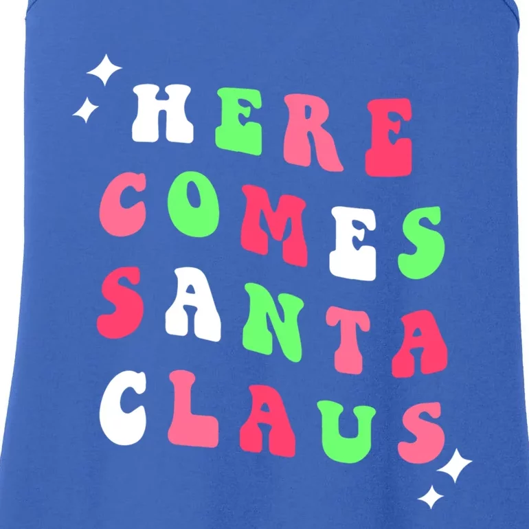 Here Comes Santa Claus Retro Merry Christmas Xmas Gift Ladies Essential Tank