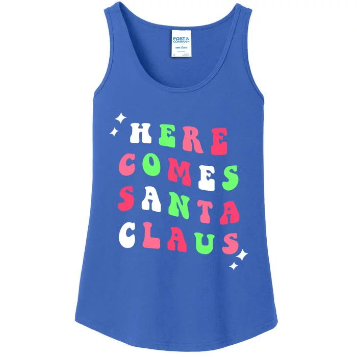 Here Comes Santa Claus Retro Merry Christmas Xmas Gift Ladies Essential Tank