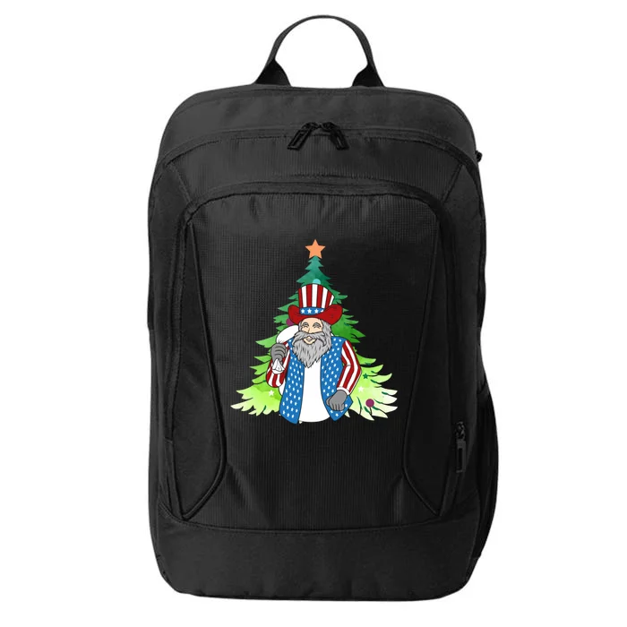 Here Comes Santa Clauspatriotic Kris Kringle Christmas Tree Gift City Backpack