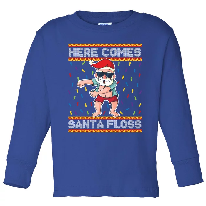 Here Comes Santa Floss Funny Christmas Santa Claus Flossing Great Gift Toddler Long Sleeve Shirt