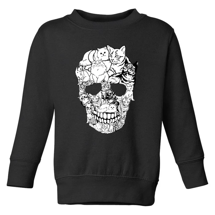 Halloween Cat Skull Kitty Skeleton Costume Skull Cat Toddler Sweatshirt