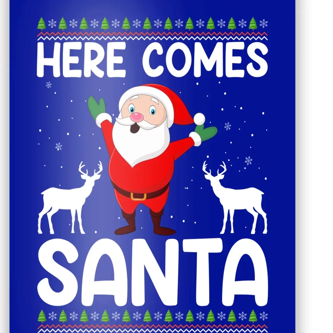 Here Comes Santa Funny Christmas Santa Hat Holiday Season Gift Poster