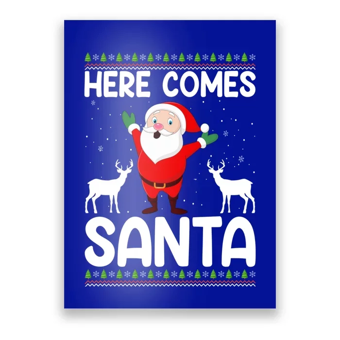 Here Comes Santa Funny Christmas Santa Hat Holiday Season Gift Poster