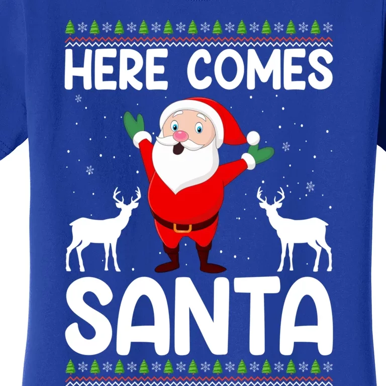 Here Comes Santa Funny Christmas Santa Hat Holiday Season Gift Women's T-Shirt