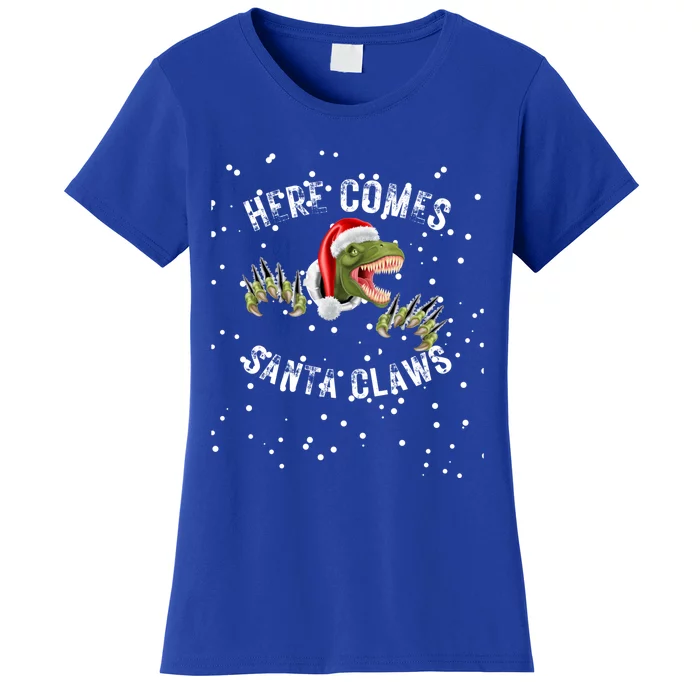 Here Comes Santa Trex Dinosaur Santa Claus Claws Meaningful Gift Women's T-Shirt