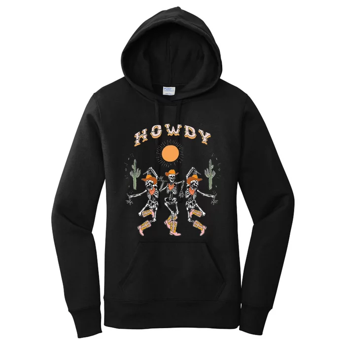 Howdy Cowboy Skeleton Dancing Country Western Women's Pullover Hoodie