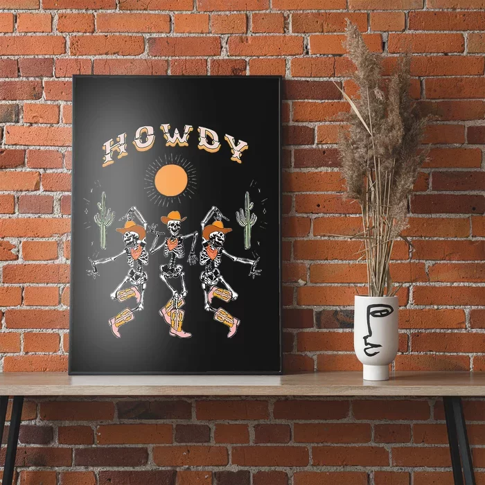 Howdy Cowboy Skeleton Dancing Country Western Poster