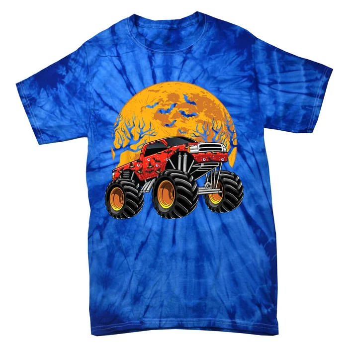 Halloween Costume Spooky Monster Truck Gift Tie-Dye T-Shirt