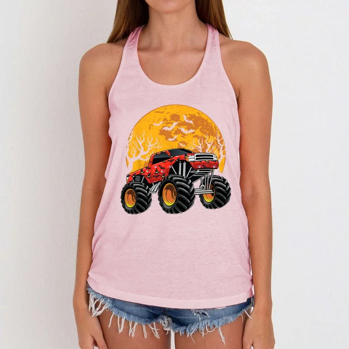 Halloween Costume Spooky Monster Truck Gift Women's Knotted Racerback Tank