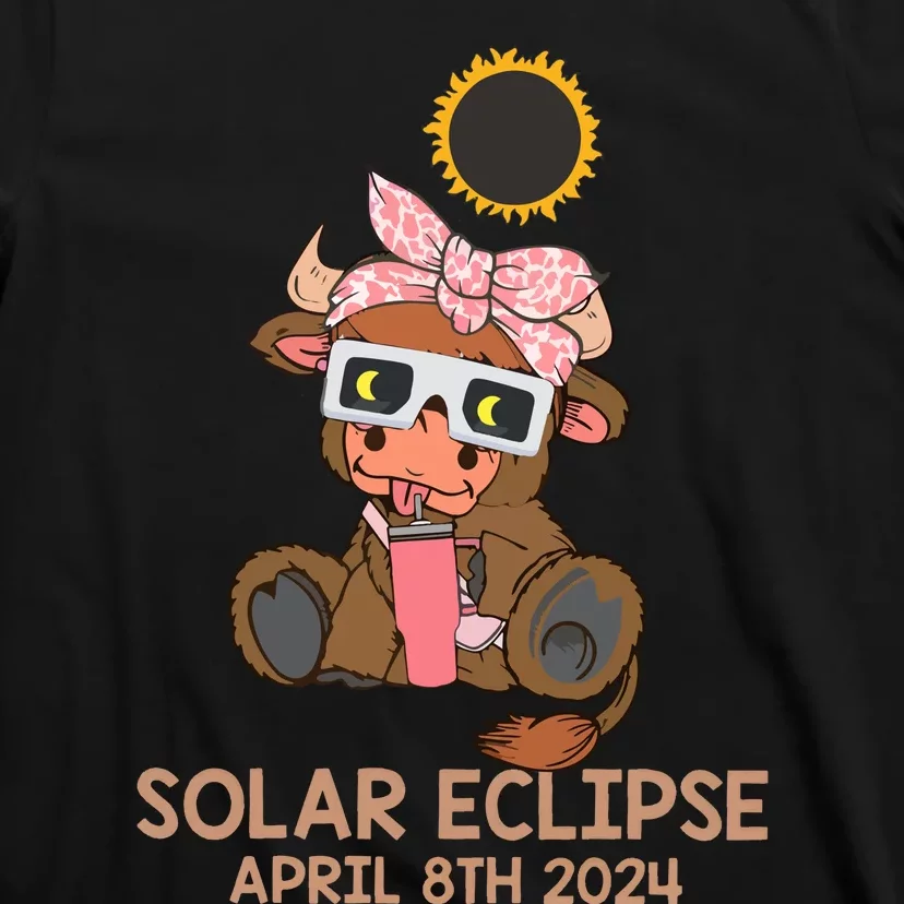 Highland Cow Solar Eclipse April 8th 2024 T-Shirt