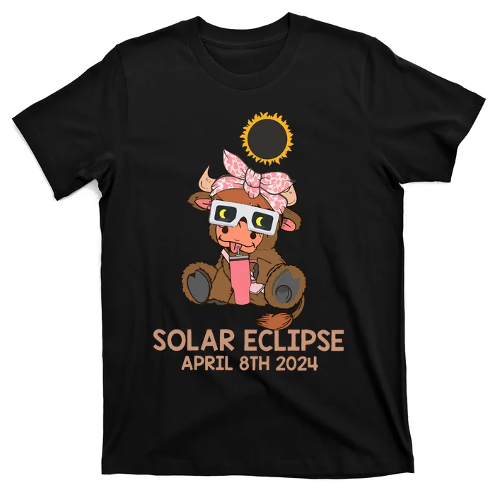 Highland Cow Solar Eclipse April 8th 2024 T-Shirt