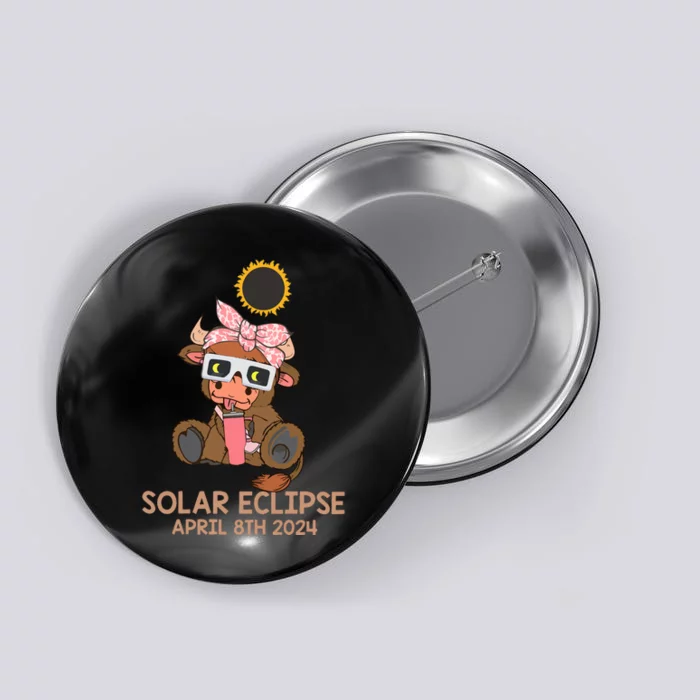 Highland Cow Solar Eclipse April 8th 2024 Button