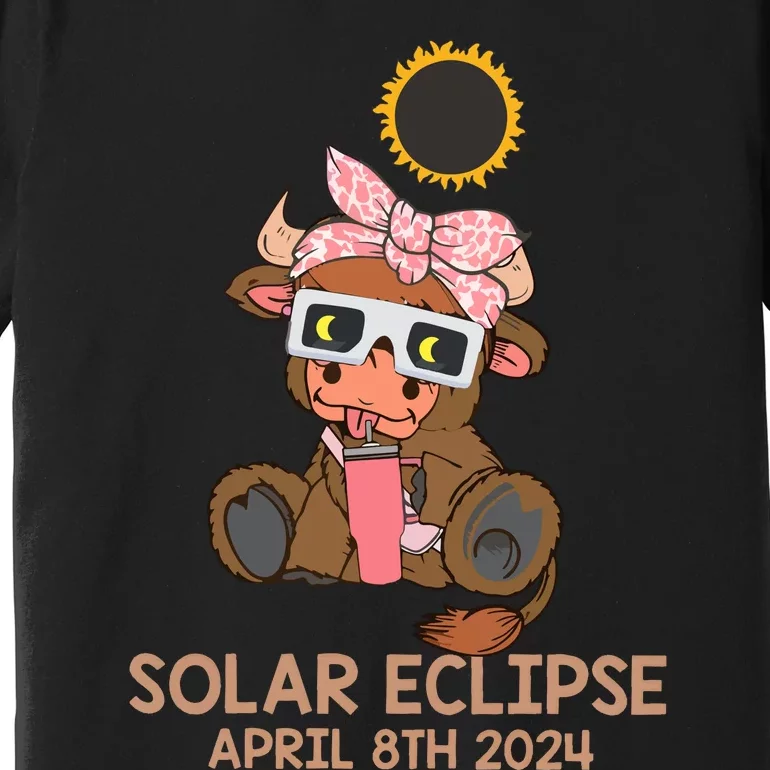 Highland Cow Solar Eclipse April 8th 2024 Premium T-Shirt