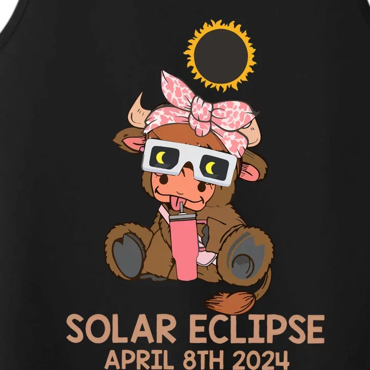 Highland Cow Solar Eclipse April 8th 2024 Performance Tank