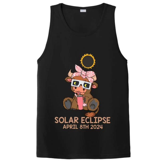 Highland Cow Solar Eclipse April 8th 2024 Performance Tank