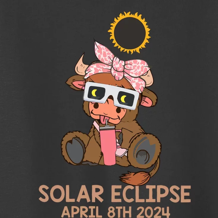 Highland Cow Solar Eclipse April 8th 2024 Toddler T-Shirt