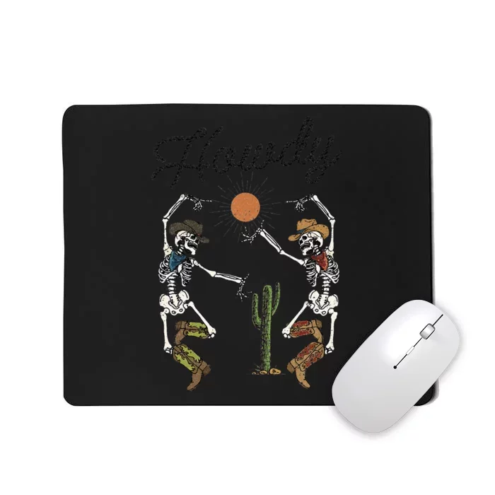 Howdy Cow Skeleton Dancing Country Western Mousepad