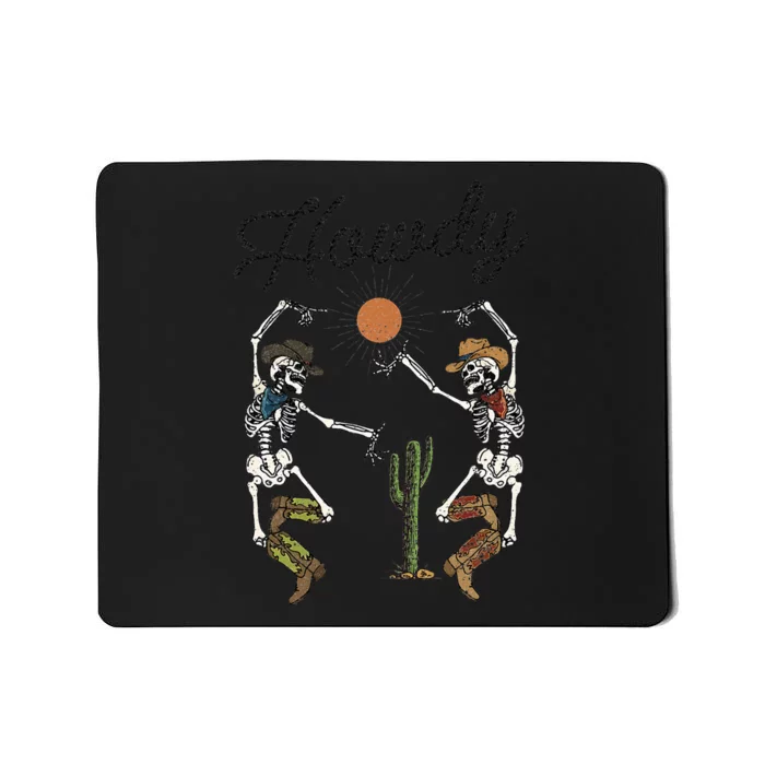 Howdy Cow Skeleton Dancing Country Western Mousepad