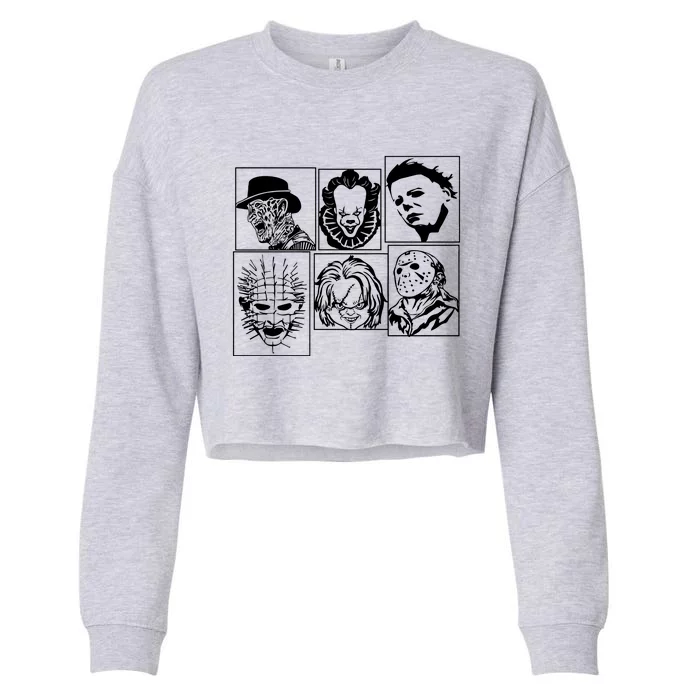 Horror Characters Spooky Halloween Costume Cropped Pullover Crew