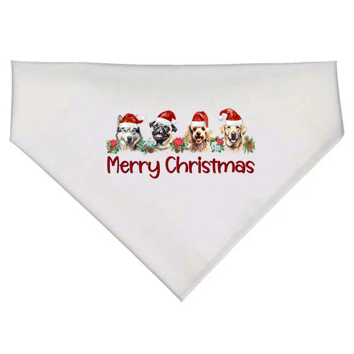 Happy Christmas Santa Dog Paw Lover Owner Dogs Christmas Funny Gift USA-Made Doggie Bandana