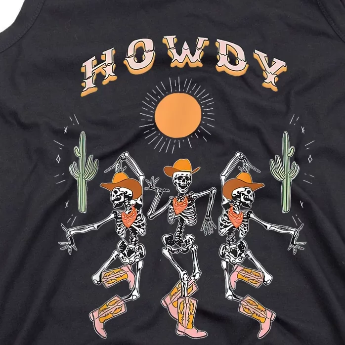 Howdy Cowboy Skeleton Dancing Country Western Tank Top