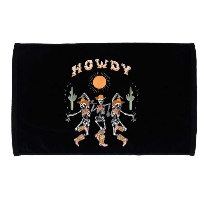 Howdy Cowboy Skeleton Dancing Country Western Microfiber Hand Towel