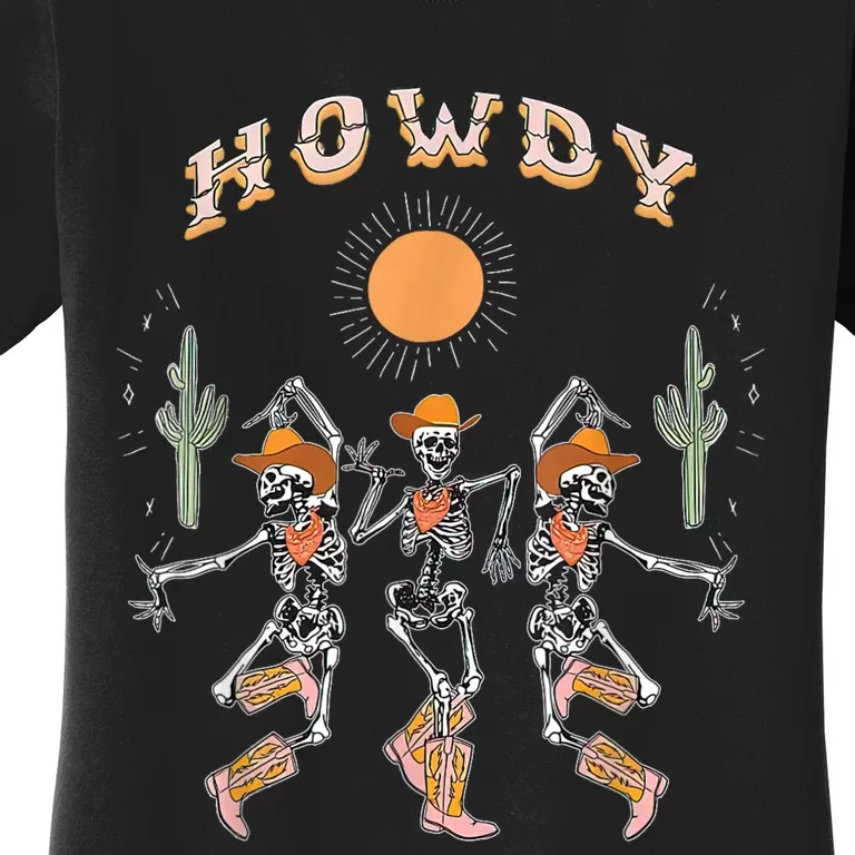 Howdy Cowboy Skeleton Dancing Country Western Women's T-Shirt