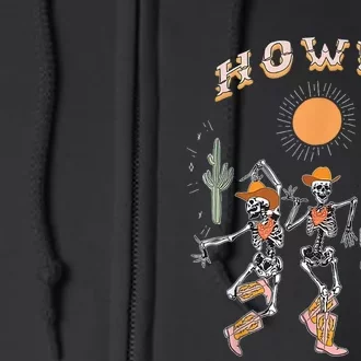 Howdy Cowboy Skeleton Dancing Country Western Full Zip Hoodie