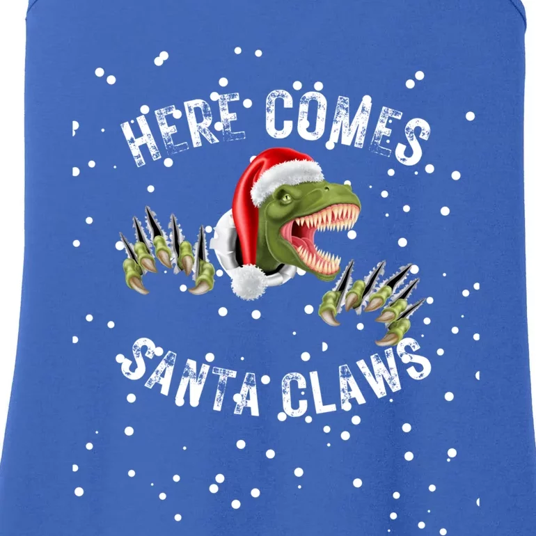 Here Comes Santa Trex Dinosaur Santa Claus Claws Meaningful Gift Ladies Essential Tank