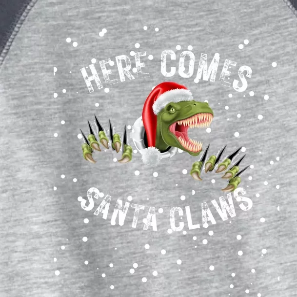 Here Comes Santa Trex Dinosaur Santa Claus Claws Meaningful Gift Toddler Fine Jersey T-Shirt