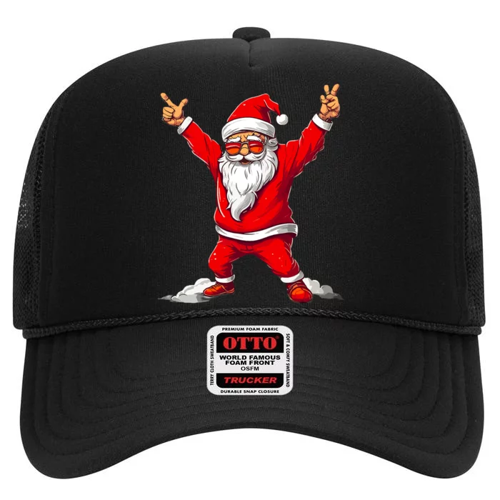 Happy Christmas Santa For Boy Girl Funny Christmas High Crown Mesh Trucker Hat