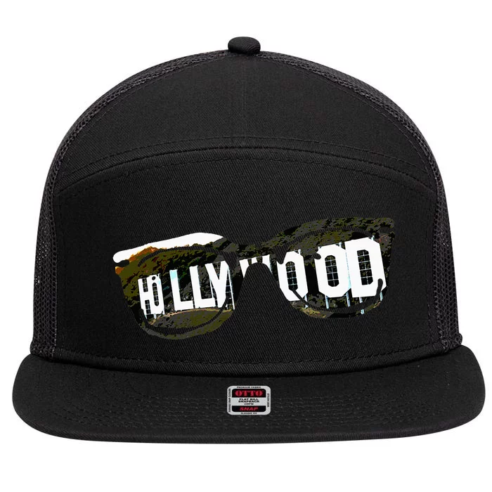 Hollywood California Sign Souvenir 7 Panel Mesh Trucker Snapback Hat