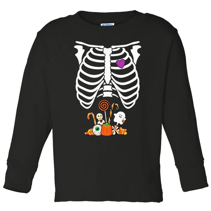 Halloween Candy Skeleton Rib Cage XRay Funny Toddler Long Sleeve Shirt