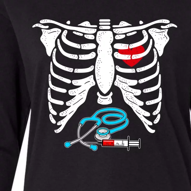 Halloween Costume Skeleton Stethoscope Needle For Nurse Meaningful Gift Womens Cotton Relaxed Long Sleeve T-Shirt