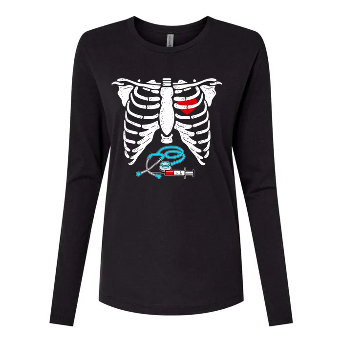 Halloween Costume Skeleton Stethoscope Needle For Nurse Meaningful Gift Womens Cotton Relaxed Long Sleeve T-Shirt