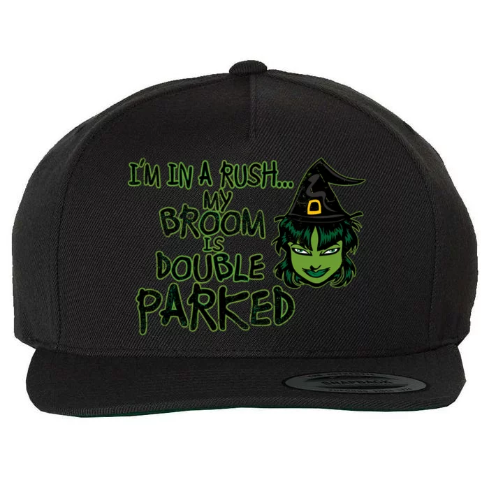 Halloween Costume Spooky Witch Broom Parking Gift Wool Snapback Cap