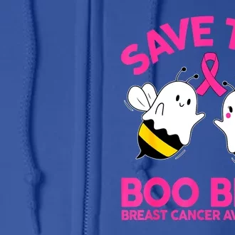 Halloween Cute Save The Boobees Boo Bees Breast Cancer Gift Full Zip Hoodie