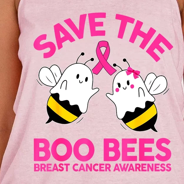 Halloween Cute Save The Boobees Boo Bees Breast Cancer Gift Women's Knotted Racerback Tank