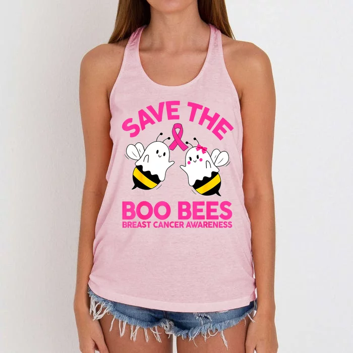 Halloween Cute Save The Boobees Boo Bees Breast Cancer Gift Women's Knotted Racerback Tank